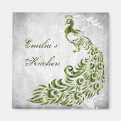 Green Peacock Personalized Magnet (Voorkant)