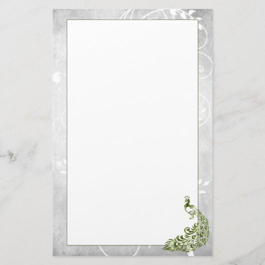 Green Peacock Stationery Briefpapier (Achterkant)