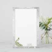 Green Peacock Stationery Briefpapier (Staand voorkant)