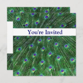 Green Peacock Swirl Birthday Invitation Kaart (Voorkant / Achterkant)