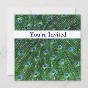 Green Peacock Swirl Birthday Invitation Kaart