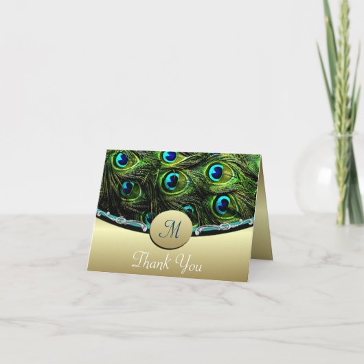 Green Peacock Wedding Dank u kaarten (Voorkant)