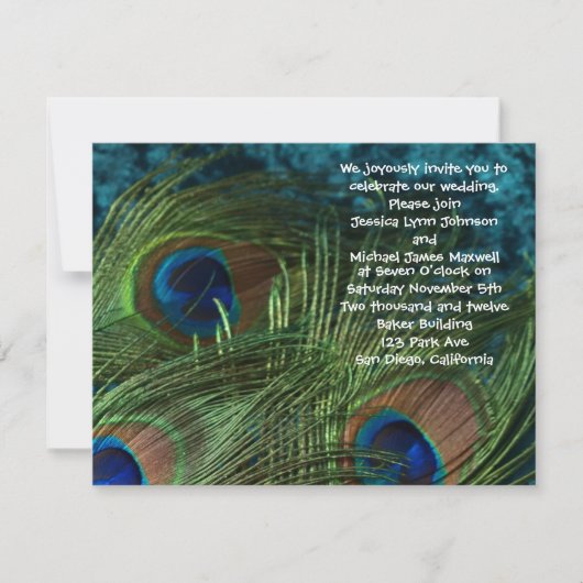 Green Peacock Wedding Kaart (Voorkant)
