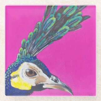 Green Peafowl Glazen Onderzetter
