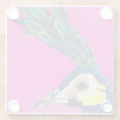 Green Peafowl Glazen Onderzetter (Achterkant)