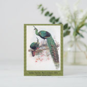 Green Peafowl, Pavo muticus, 1872 monografie Pha Briefkaart (Staand voorkant)