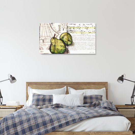 Green Pear Collage Illustratie op Canvas Afdruk (Insitu (Slaapkamer))