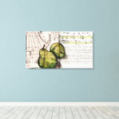Green Pear Collage Illustratie op Canvas Afdruk (Insitu (Houten vloer))