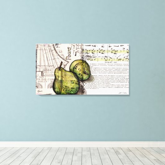 Green Pear Collage Illustratie op Canvas Afdruk (Insitu (Houten vloer))