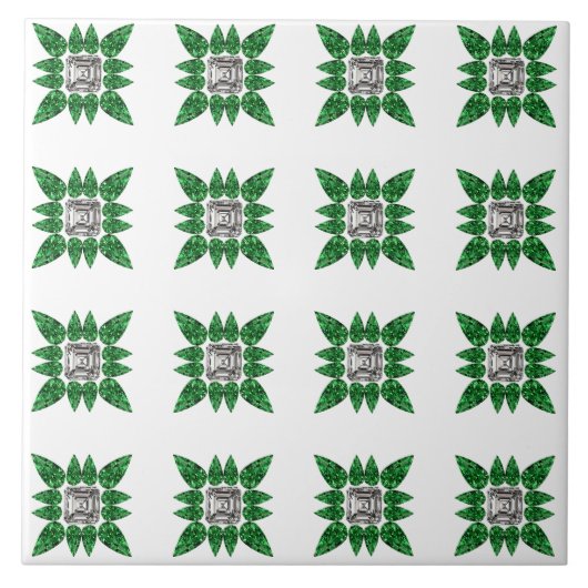 Green Pear shaped Diamond Pattern Tegeltje (Voorkant)