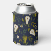 Green Pear Watercolor Pattern on Dark Blue  Blikjeskoeler (Blikje Achterkant)