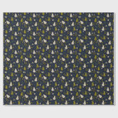 Green Pear Watercolor Pattern on Dark Blue  Cadeaupapier (Vlak)
