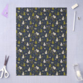 Green Pear Watercolor Pattern on Dark Blue  Tissuepapier (Craft)
