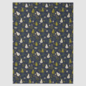 Green Pear Watercolor Pattern on Dark Blue  Tissuepapier (Voorkant)