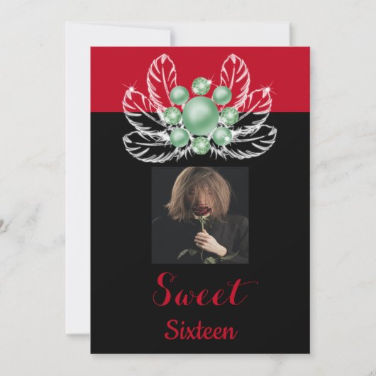 Green Pearls Diamond Brooch White Feathers & Photo Kaart (Voorkant)