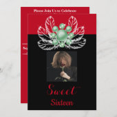 Green Pearls Diamond Brooch White Feathers & Photo Kaart (Voorkant / Achterkant)