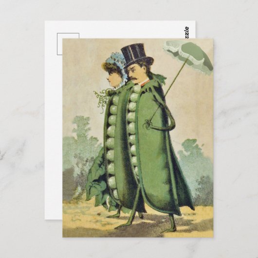 Green Peas Couple on Stroll Briefkaart (Voorkant / Achterkant)
