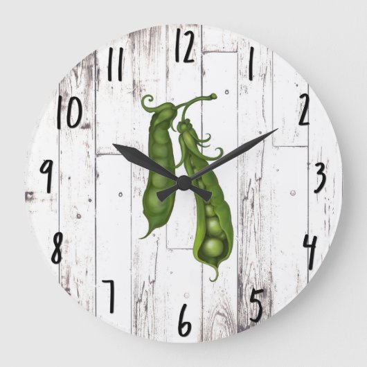 Green Peas Pea White Wood Rustic Farmhouse Kitchen Grote Klok (Voorkant)