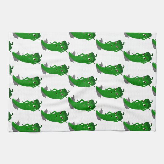 Green Pepper Diva Cartoon Pattern Theedoek (Horizontaal)