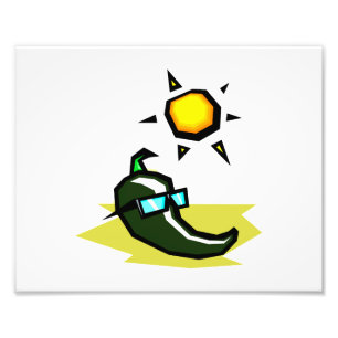 Green Pepper zonnebril op strand.png Foto Afdruk