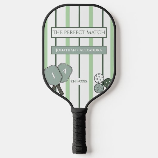 Green Perfect Match Couples Shower  Pickleball Paddle (Voorkant)