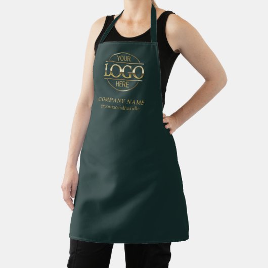 Green Personalized Apron with Logo Custom Uniform Schort (Insitu)
