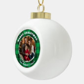 Green Personalized Family Photo Plaid Pattern  Keramische Bal Ornament (Rechts)