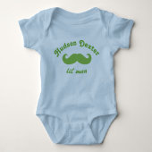 Green Personalized Lil' Man Mustache Romper (Voorkant)
