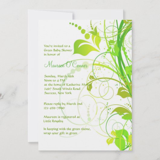 Green Persuasion Baby shower Invitation Kaart (Voorkant)