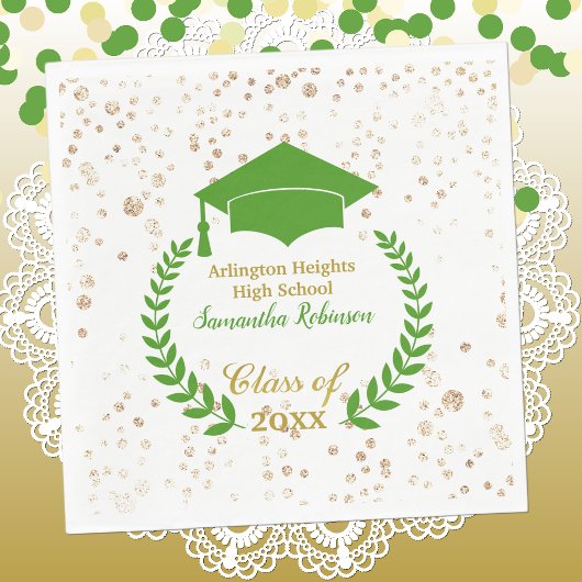 Green Pet and Laurel Graduation Party Napkins Servet