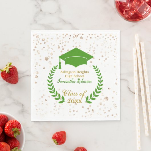 Green Pet and Laurel Graduation Party Napkins Servet (Insitu)