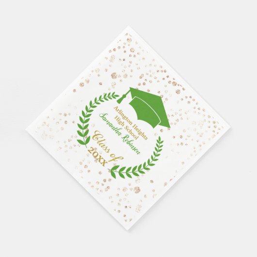 Green Pet and Laurel Graduation Party Napkins Servet (Hoek)