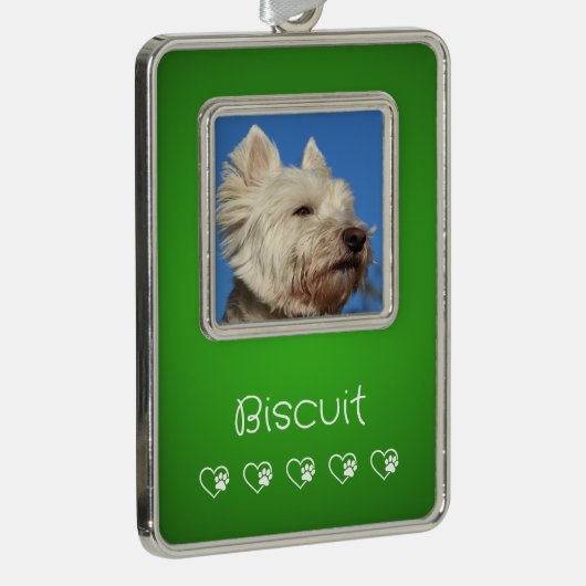Green Pet Photo Ornament - Frame, Pet's Name (Rechts)