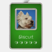 Green Pet Photo Ornament - Frame, Pet's Name (Voorkant)
