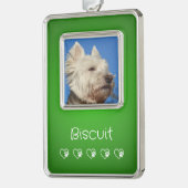 Green Pet Photo Ornament - Frame, Pet's Name (Links)