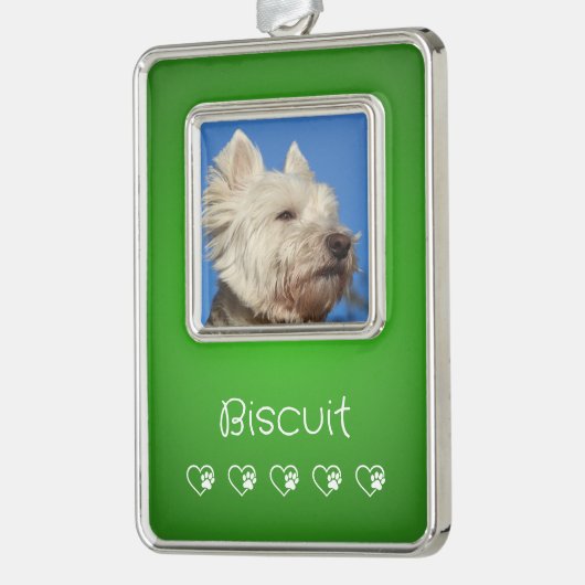 Green Pet Photo Ornament - Frame, Pet's Name (Links)