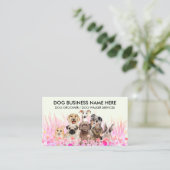 Green Pet Sitter Walker hond petcare bloemen Visitekaartje (Staand voorkant)