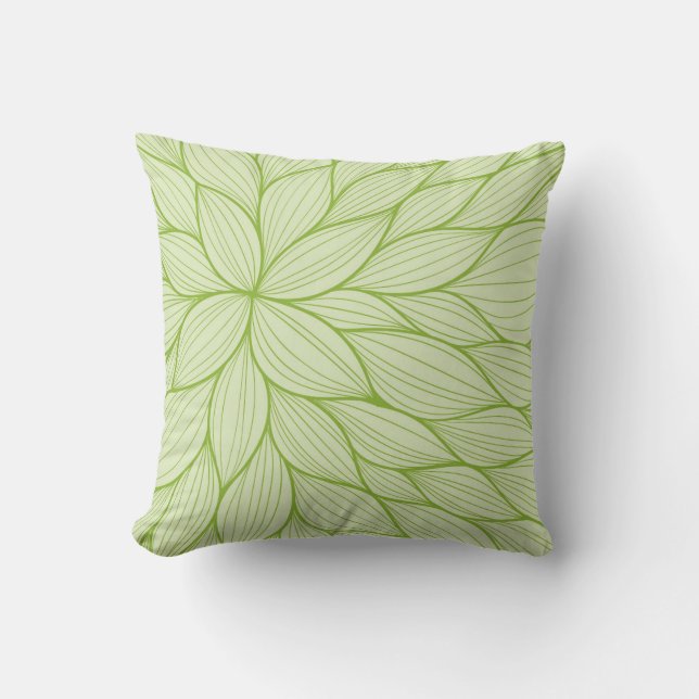 Green Petal Waterverf Pillow Kussen (Voorkant)