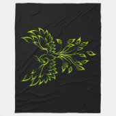 Green Phoenix Rises Zwart Fleece Deken (Voorkant)