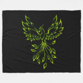 Green Phoenix Rises Zwart Fleece Deken (Voorkant (Horizontaal))