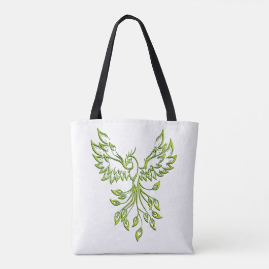 Green Phoenix stijgt op wit Tote Bag (Achterkant)