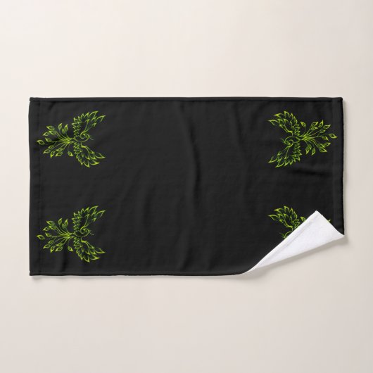 Green Phoenix stijgt op zwart Bad Handdoek (Handdoek)
