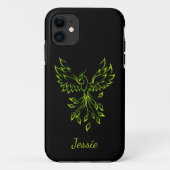 Green Phoenix stijgt op zwart Case-Mate iPhone Case (Achterkant)