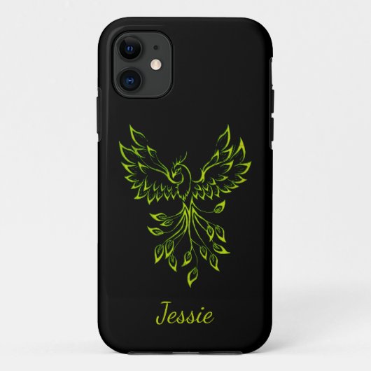 Green Phoenix stijgt op zwart Case-Mate iPhone Case (Achterkant)