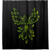 Green Phoenix stijgt op zwart Douchegordijn (Voorkant)