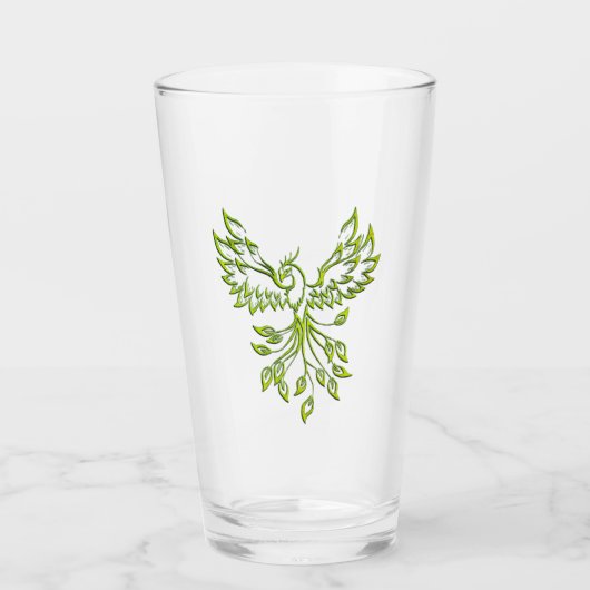 Green Phoenix stijgt op zwart Glas (Voorkant)
