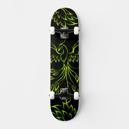 Green Phoenix stijgt op zwart Persoonlijk Skateboard (Voorkant)
