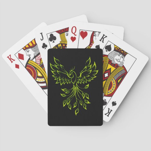 Green Phoenix stijgt op zwart Pokerkaarten (Achterkant)