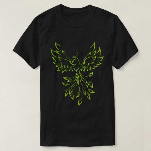 Green Phoenix stijgt op zwart T-shirt (Design voorkant)
