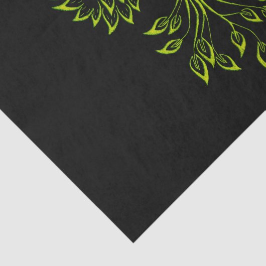 Green Phoenix stijgt op zwart Tissuepapier (Detail)